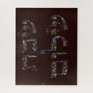 Puzzle Shabbat shalom fait de pierres précieuses dans tou