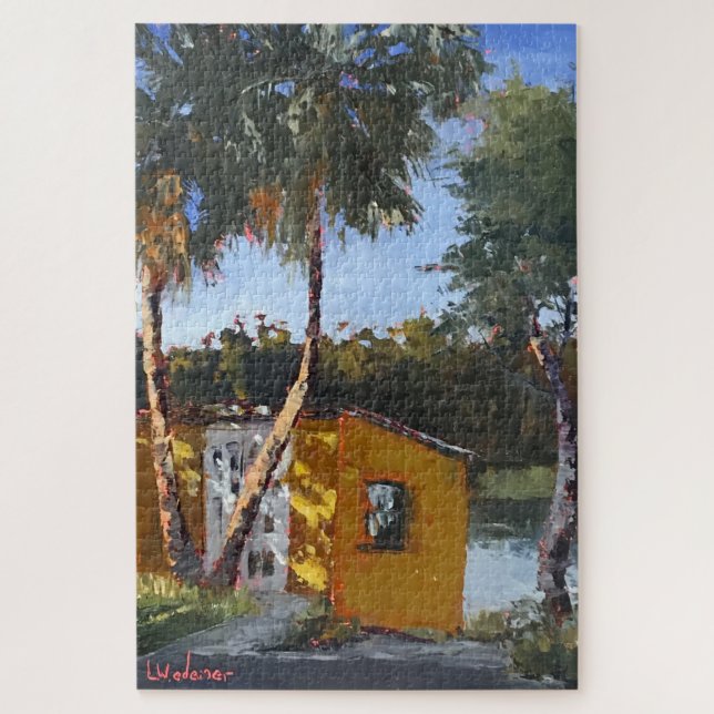 Puzzle Shack de pêche jaune impressionniste (Vertical)