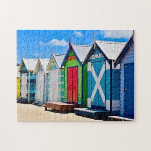Puzzle Shacks colorés sur la plage de Melbourne