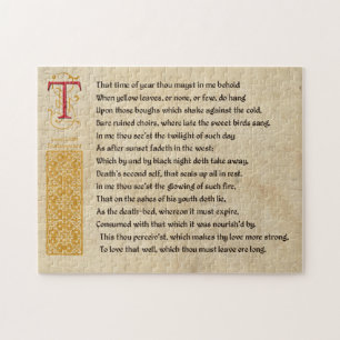 Puzzle Shakespeare Sonnet 73(LXXIII) sur Parchemin