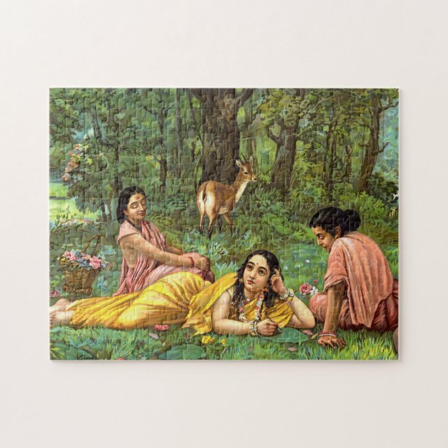 Puzzle Shakuntala Patralekhana par Raja Ravi Varma (Horizontal)