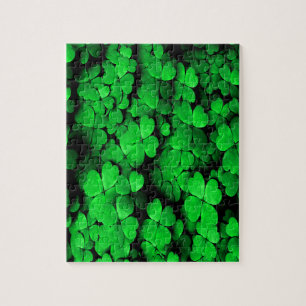 Puzzle Shamrocks and Hearts Saint Patrick's Day Green