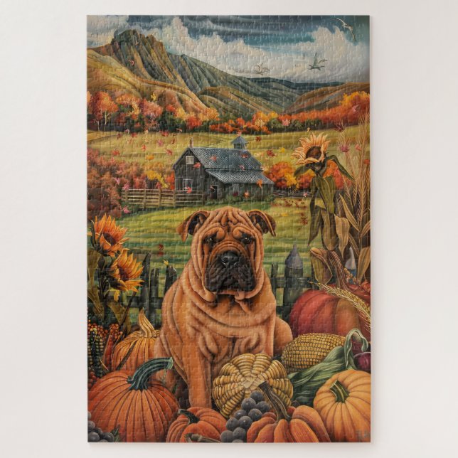 Puzzle Shar Pei Chien Action de grâce de la récolte d'aut (Vertical)