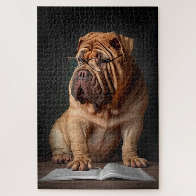 Puzzle Shar Pei Chien intelligent avec conception de livr (Vertical)