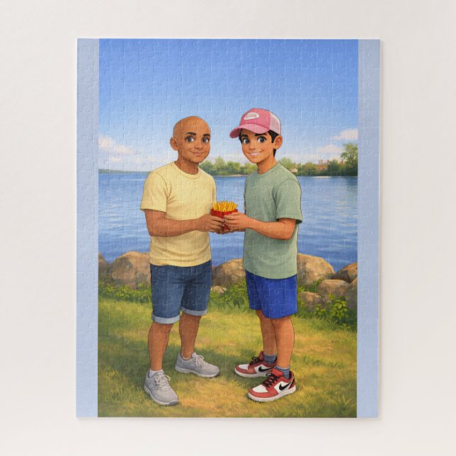 Puzzle Sharing fries by the lake (Vertical)