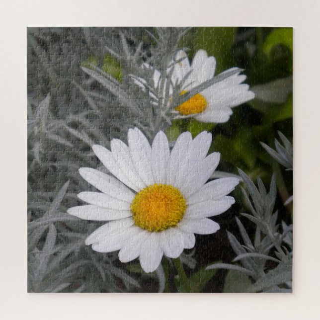 Puzzle Shasta Daisy Flowers et Artemisia (Vertical)