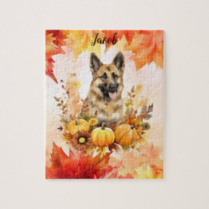 Puzzle Shepard allemand en automne personnalisé