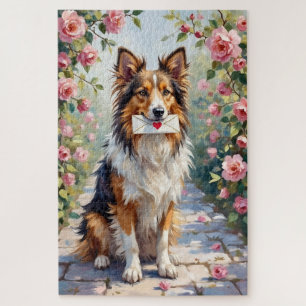 Puzzle Shetland Sheepdog livrant l'amour de la Saint-Vale