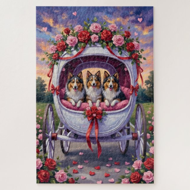 Puzzle Shetland Sheepdog Saint-Valentin  (Vertical)