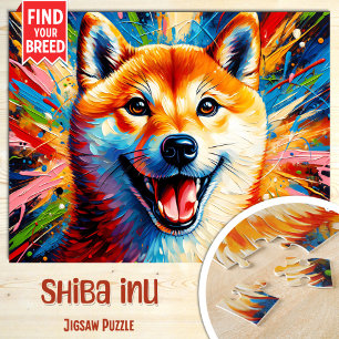 Puzzle Shiba Inu Dog Portrait Acrylique Art Imprimer Cade