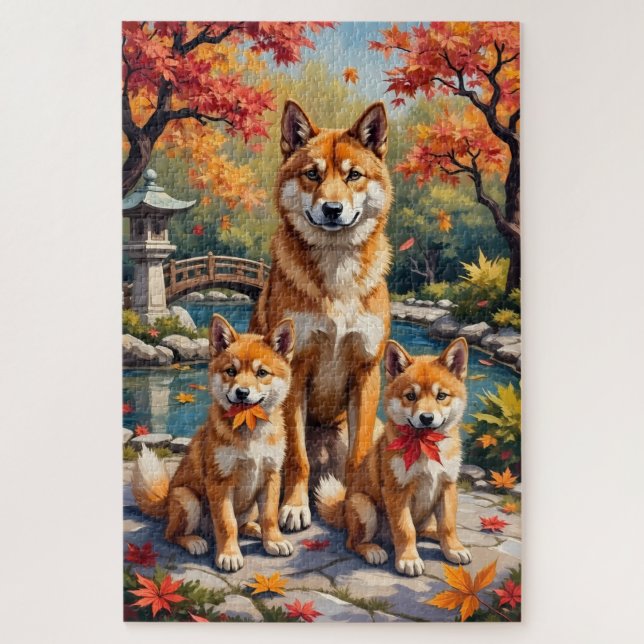 Puzzle Shiba Inu Jardin de Érable Art (Vertical)