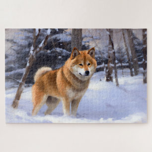 Puzzle Shiba Inu Qu'il neige Noël