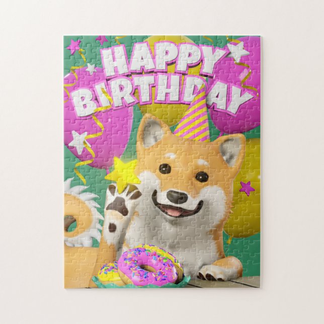 Puzzle Shiba Joyeux anniversaire (Vertical)