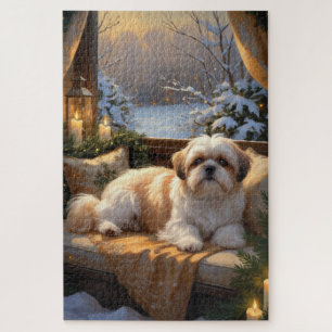 Puzzle Shih Tzu avec les lumières de Noël