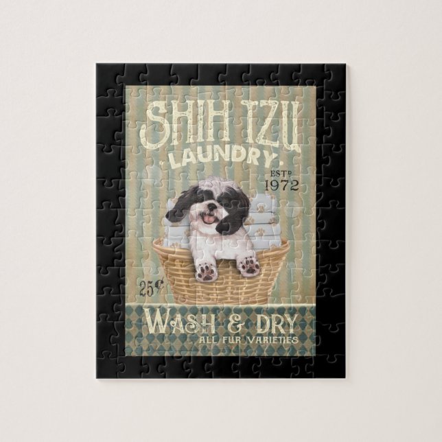 Puzzle Shih Tzu Chien Blanchisserie mignonne Chih Tzu Vie (Vertical)