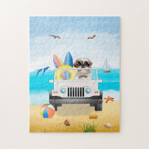Puzzle shih tzu Chien Conduite sur la plage