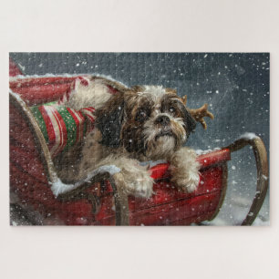 Puzzle Shih Tzu Chien Festif de Noël