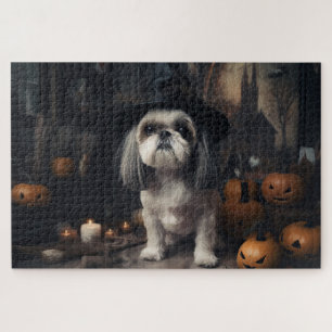 Puzzle Shih Tzu Citrouilles Halloween Épouvantable