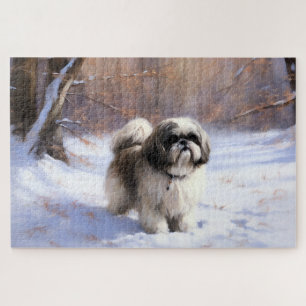 Puzzle Shih Tzu Laissez Tomber la Neige Noël