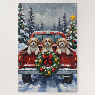 Puzzle Shih Tzu Noël Camion Rouge Fêtes