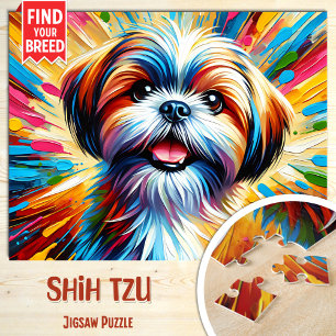 Puzzle Shih Tzu Portrait Chien Acrylique Art Imprimer Amo