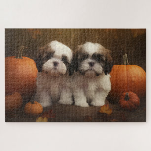 Puzzle Shih Tzu Puppy Automne Citrouille de plaisir