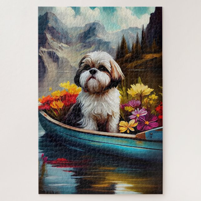 Puzzle Shih Tzu sur une pagaie : une aventure Pittoresque (Vertical)
