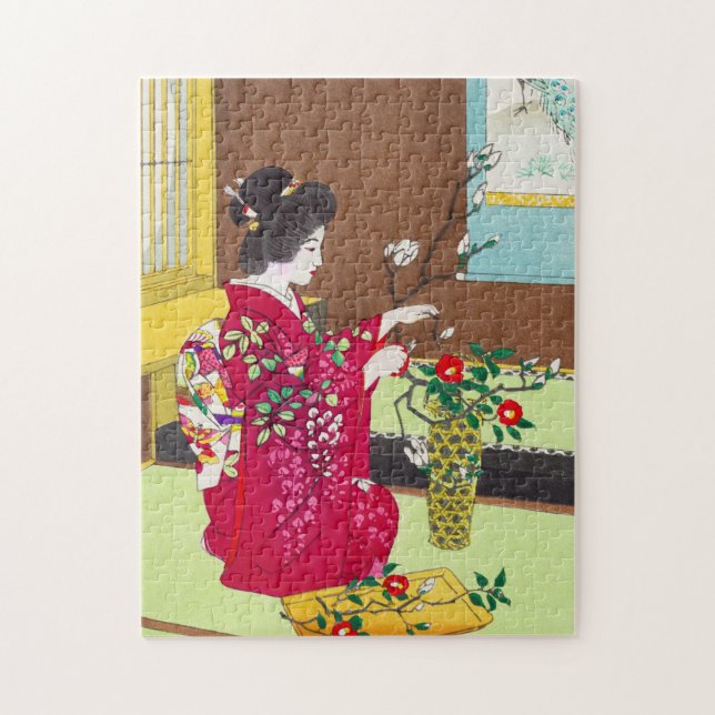 Puzzle Shiro Kasamatsu Ikebana fleurs dame maiko art (Vertical)