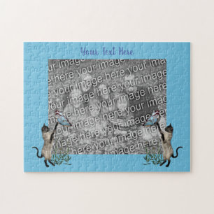 Puzzle Siamese Cats Papillons Photo Cadre Modèle