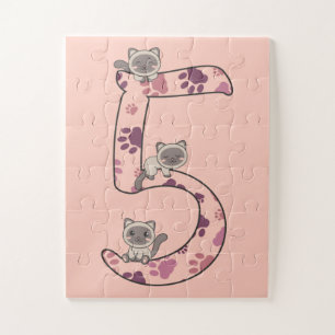 Puzzle Siamese Chat Cinquième Anniversaire Pour Enfants C