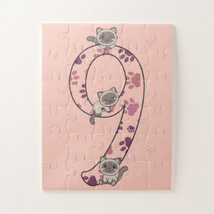 Puzzle Siamese Chat Neuvième Anniversaire Pour Enfants Ch