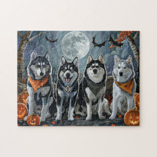 Puzzle Sibérie Husky Halloween Éffrayant