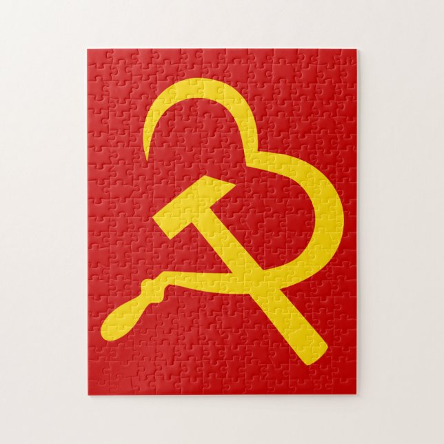 Puzzle Sickle And Hammer, Heart, Love, Communism (Vertical)