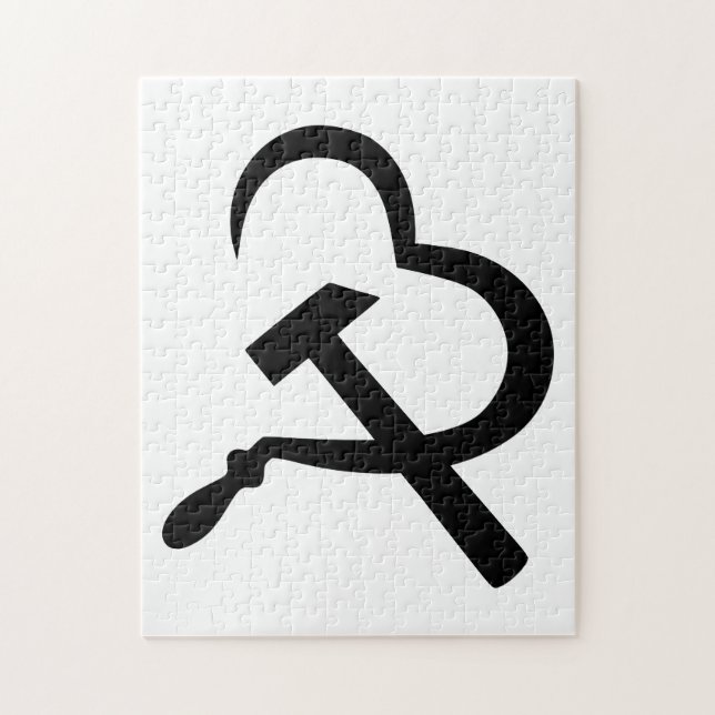 Puzzle Sickle And Hammer, Heart, Love, Communism (Vertical)