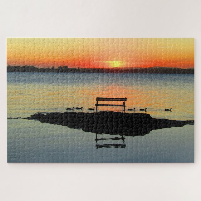 Puzzle siège de coucher de soleil sur le lac (Horizontal)