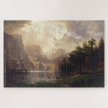 Puzzle Sierra Nevada California Travel Nature Painting<br><div class="desc">Custom, personalized, familiale kids travel nature art lovers 1000 pieces jigsaw puzzle, featuring an enchanting beautiful scenic intricate detailed landscape vintage painting, oil on canvas, by Albert Bierstadt, featuring Sierra Nevada, California, and your / greetings in a élégamment faux typography script. Made of sturdy cardboard and mounted on chipboard, your...</div>