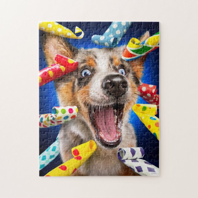 Puzzle Sifflets de fête pour chien heureux (Vertical)