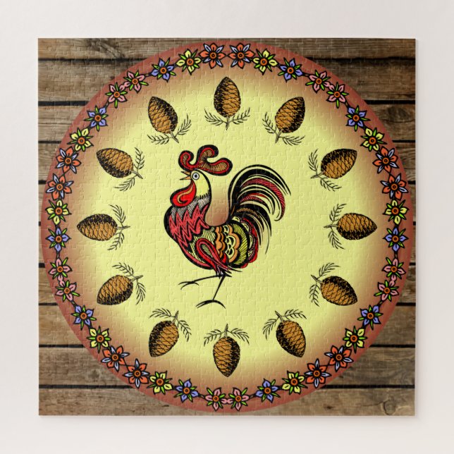 Puzzle Signe de grange ~ Signe hexagonale ~ Coq ~ Cônes d (Vertical)
