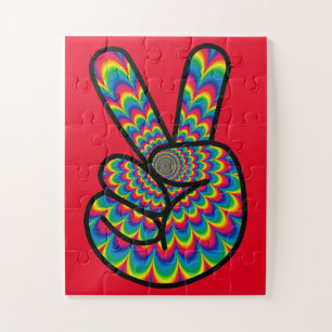 PUZZLE SIGNE DE PAIX COULEURS PSYCHÉDÉLIQUES JIGSAW PUZZL