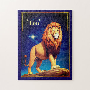 Puzzle Signe du zodiaque Lion sous un ciel étoilé