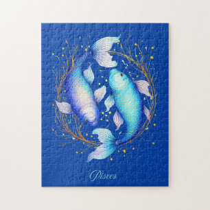 Puzzle Signe Zodiaque Pisces, Deux Poissons Koi Gracieux