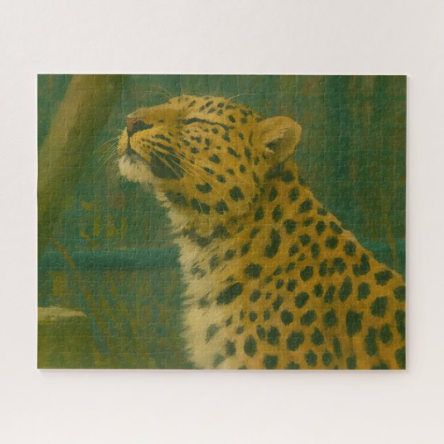 Puzzle Silence éclairé - Leopard au repos dans la lumière (Horizontal)