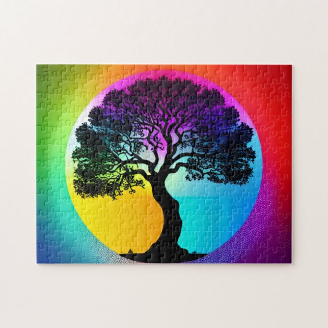 Puzzle Silhouette Abstraite Cravate arc-en-ciel mourir (Horizontal)