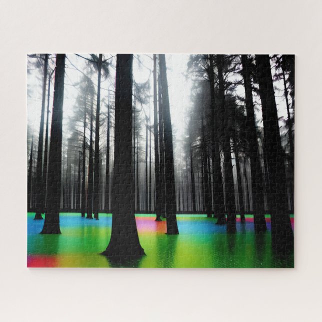 Puzzle Silhouette Abstraite dans Rainbow Lake (Horizontal)