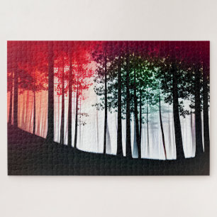 Puzzle Silhouette Arbres noirs et blancs avec Invasion ro