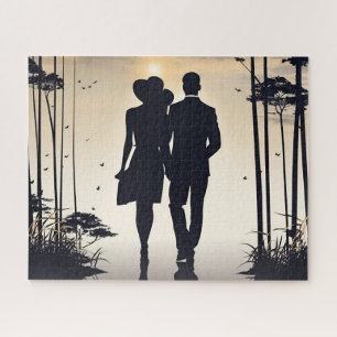 Puzzle Silhouette Couple Couple Haut De Coude Soleil Marc