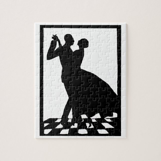 Puzzle silhouette couple dancing in the dark (Vertical)