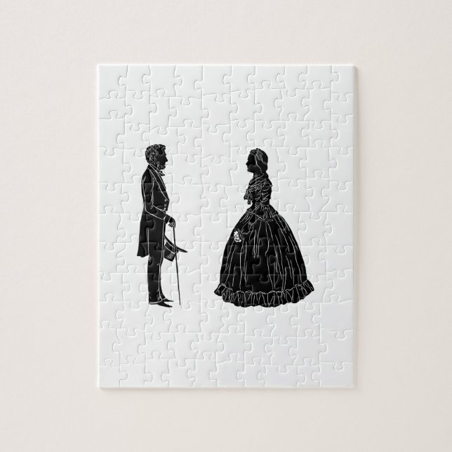Puzzle silhouette d'abraham lincoln et de mary todd linco (Vertical)
