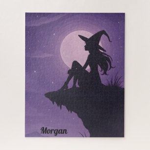 Puzzle Silhouette De Sorcière Mystique Sous Cadeau Lune