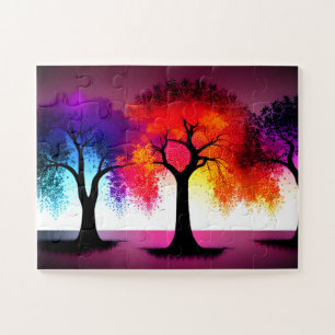 Puzzle Silhouette et pourpre et orange pour les enfants